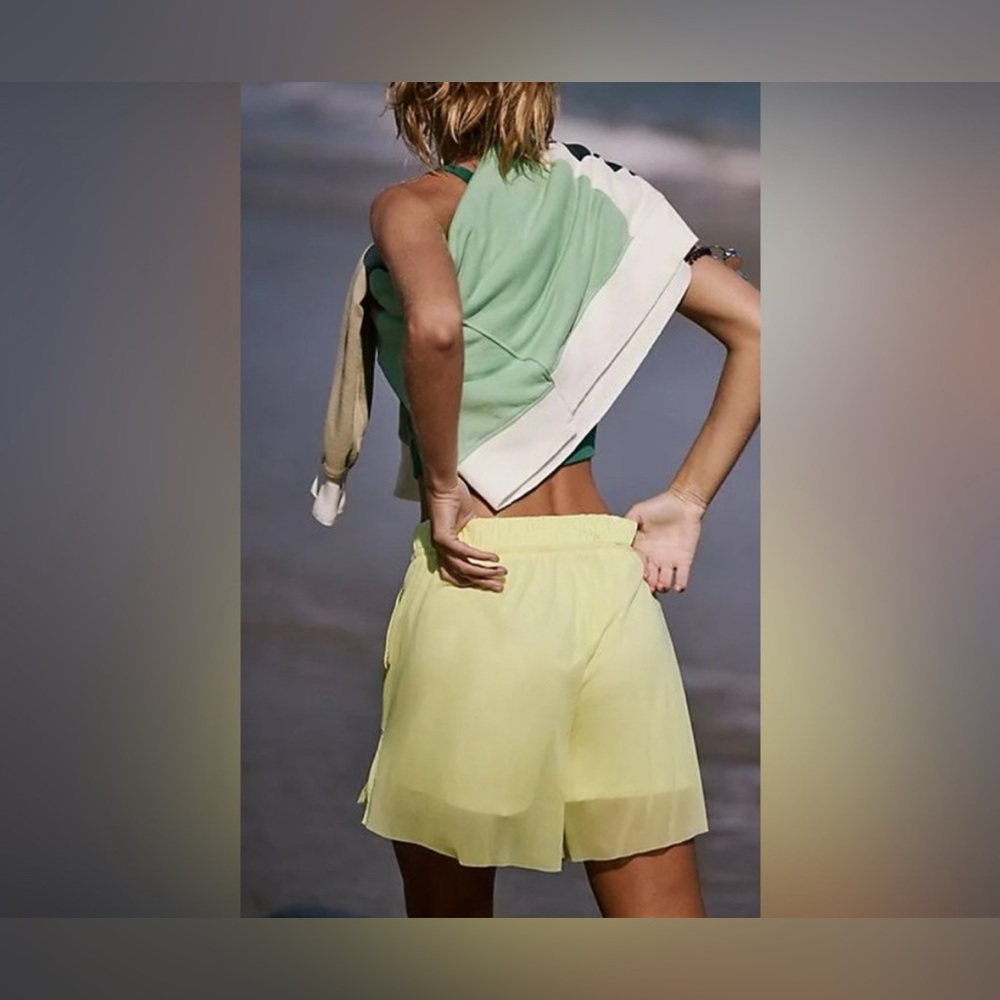 NWOT Free People FP Movement Double Vision Long Shorts - sour citrus yellow - XS - Picture 3 of 7